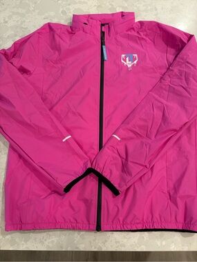 Baseball Lifestyle 101 Rain Delay Jacket w/ Hood, Pink, NWT Adult Large